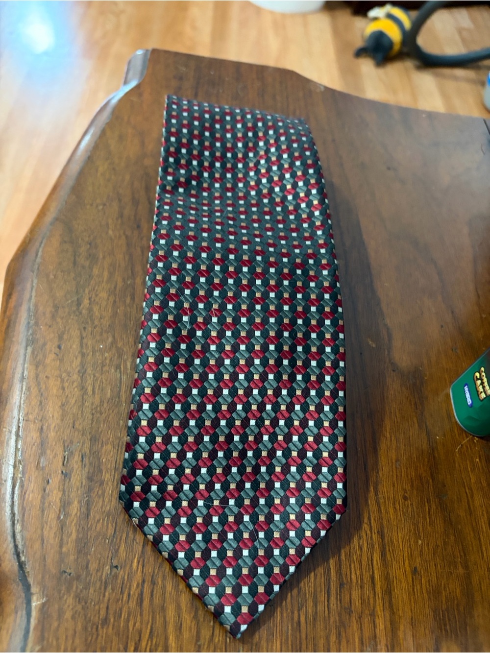 Alexander Julian Red, Black and Cream Geometric Silk Tie